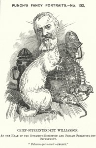 Punch tegneserie: Adolphus Williamson, britisk politibetjent og første leder af detektivafdelingen af Metropolitan Police (gravering) af Edward Linley (after) Sambourne