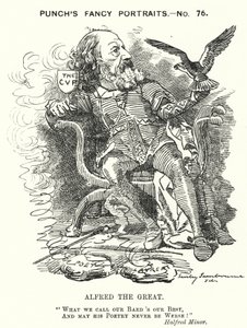 Punch tegneserie: Alfred, Lord Tennyson, engelsk digter (gravering) af Edward Linley (after) Sambourne