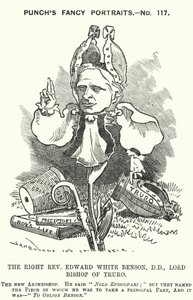 Punch tegneserie: Edward White Benson, engelsk biskop (gravering) af Edward Linley (after) Sambourne