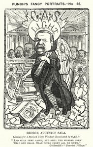 Punch tegneserie: George Augustus Sala, engelsk forfatter og journalist (gravering) af Edward Linley (after) Sambourne