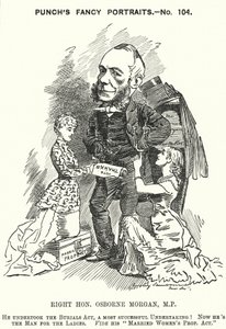 Punch tegneserie: George Osborne Morgan, walisisk advokat og liberal politiker (gravering) af Edward Linley (after) Sambourne