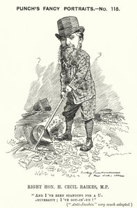 Punch tegneserie: Henry Cecil Raikes, engelsk konservativ politiker (gravering) af Edward Linley (after) Sambourne