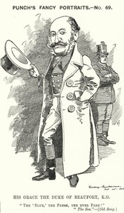 Punch tegneserie: Henry Charles Fitzroy Somerset, 8. hertug af Beaufort, engelsk soldat og konservativ politiker (gravering) af Edward Linley (after) Sambourne