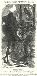 Punch tegnefilm: Henry Irving, engelsk skuespiller (gravering) af Edward Linley (after) Sambourne