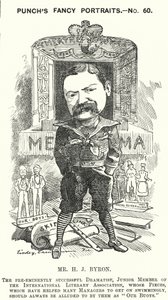 Punch tegnefilm: Henry James Byron, engelsk dramatiker (gravering) af Edward Linley (after) Sambourne