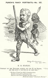 Punch tegnefilm: Henry Morton Stanley, walisisk journalist og opdagelsesrejsende (gravering)