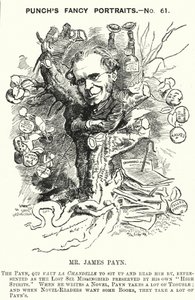 Punch tegnefilm: James Payn, engelsk forfatter (gravering) af Edward Linley (after) Sambourne