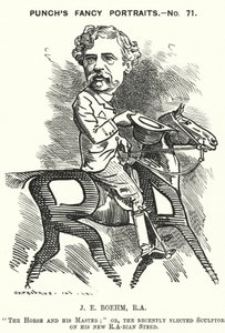Punch tegneserie: Joseph Edgar Boehm, engelsk billedhugger (gravering) af Edward Linley (after) Sambourne