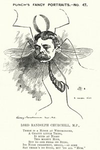 Punch tegneserie: Lord Randolph Churchill, engelsk konservativ politiker (gravering) af Edward Linley (after) Sambourne