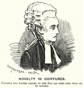 Punch tegneserie: Novelty in Coiffures (gravering) af Edward Linley (after) Sambourne
