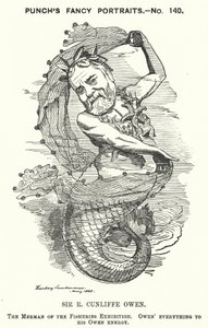 Punch tegneserie: Philip Cunliffe-Owen, britisk udstillingsarrangør og direktør for South Kensington Museum, London (gravering) af Edward Linley (after) Sambourne