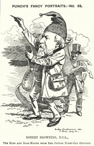 Punch tegneserie: Robert Browning, engelsk digter og dramatiker (gravering)