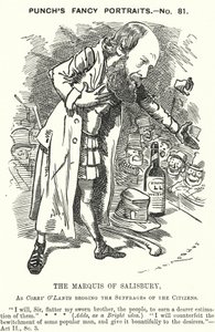 Punch tegneserie: Robert Gascoyne-Cecil, 3. Marquess of Salisbury, engelsk konservativ politiker (gravering) af Edward Linley (after) Sambourne
