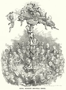 Punch tegnefilm: Royal Academy Maypole Dance (gravering) af Edward Linley (after) Sambourne