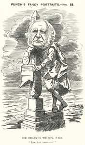 Punch tegneserie: Sir Erasmus Wilson, engelsk kirurg og hudlæge (gravering)