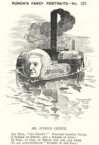 Punch tegneserie: Sir Joseph William Chitty, engelsk dommer, liberal politiker og sportsmand (gravering) af Edward Linley (after) Sambourne