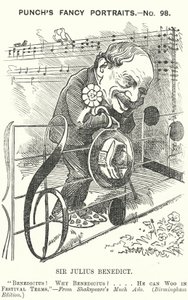 Punch tegneserie: Sir Julius Benedict, tyskfødt komponist og dirigent (gravering) af Edward Linley (after) Sambourne