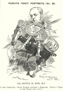Punch tegnefilm: Sir Michael Arthur Bass af Edward Linley (after) Sambourne
