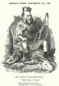 Punch tegneserie: Sir Watkin Williams-Wynn, 6. Baronet, walisisk konservativ politiker (gravering) af Edward Linley (after) Sambourne