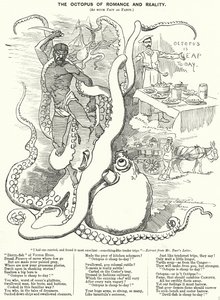 Punch tegnefilm: The Octopus of Romance and Reality (gravering) af Edward Linley (after) Sambourne