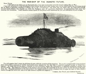 Punch tegneserie: The Warship of the (Remote) Future (gravering) af Edward Linley (after) Sambourne
