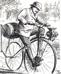 Tegneserie, der viser en kaffekværncykel af Edward Linley Sambourne