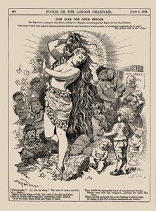 Vores bøn om åbne rum. Punch, juni 1883, 1883. af Edward Linley Sambourne