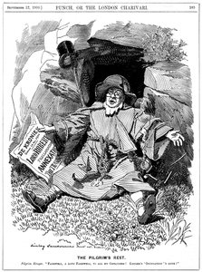 The Pilgrims Rest, karikatur af Paul Kruger, sydafrikansk politiker, 1900 af Edward Linley Sambourne