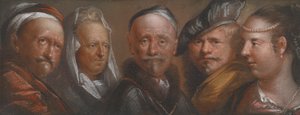 Studier af fem hoveder efter Rembrandt af Edward Luttrell