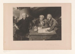 Portræt af Sir Francis Baring med hans bror og hans svigersøn Portret af Francis Baring, hans bror John Baring og Charles Wall The Baring Family (titel på objekt)