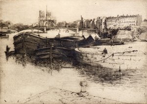 Udsigt over Notre Dame fra Seinen (radering) af Edward Millington Synge