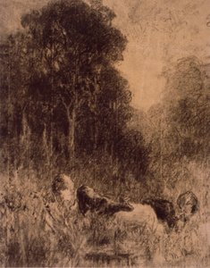 Landskab med køer i forgrunden af Edward Mitchell Bannister