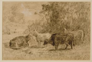Landskab med fire køer, ca. 1880