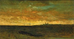 Solnedgangsscene af Edward Mitchell Bannister