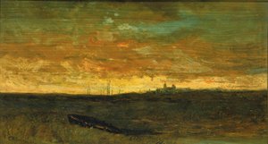 Solnedgangsscene, ca. 1875-1885. af Edward Mitchell Bannister