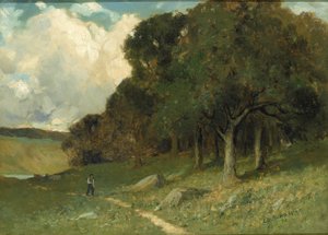 Uden titel (mand på sti med træer i baggrunden) af Edward Mitchell Bannister