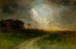 Uden titel landskab, mand på hest, 1884.