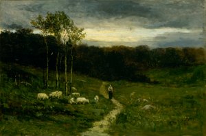 Kvinde går ned ad sti af Edward Mitchell Bannister