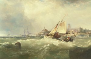 New Castle ved Delaware af Edward Moran