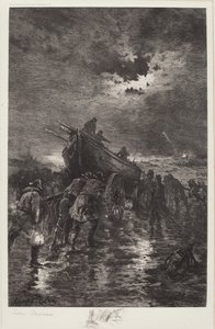 Uden titel (Setning af en Dory/Til undsætning/Skibsvrag) af Edward Moran