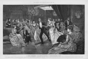 En ny forlystelse til vinteraftener - en gulvpoleringsfest (litho) af Edward Morant Cox