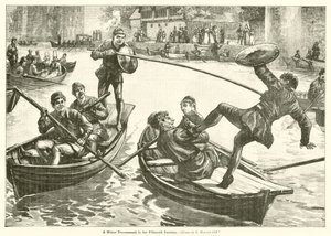 En vandturnering i det femtende århundrede (gravering) af Edward Morant Cox