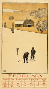 Golf kalender. februar - Oeuvre de Edward Penfield (1866-1925) - 1899 - Farvelitografi - 41x28,6 - Museu Nacional d