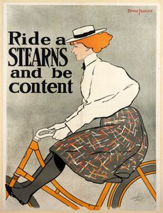 Kør en Stearns og vær tilfreds, c1896 farve litho. af Edward Penfield