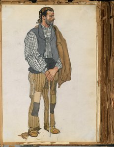 Skitse af en spansk mand, 1906 (wc & grafit på papir monteret i scrapbog)