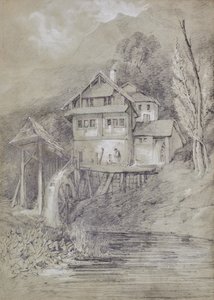 Landskab med Vandmølle af Edward Pretty