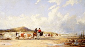 Crossing the Sands to Swansea Market (olie på lærred) af Edward Pritchard