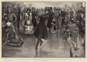 At skære en figur, en julescene på isen for hundrede år siden