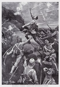 Slaget ved Stormberg, angreb på Northumberland Fusiliers (litho)