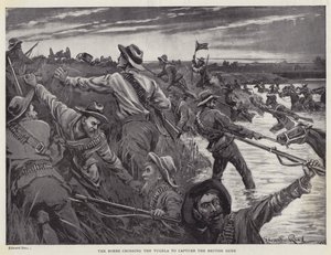 Boerne krydser Tugela for at erobre de britiske kanoner (litho) af Edward Read